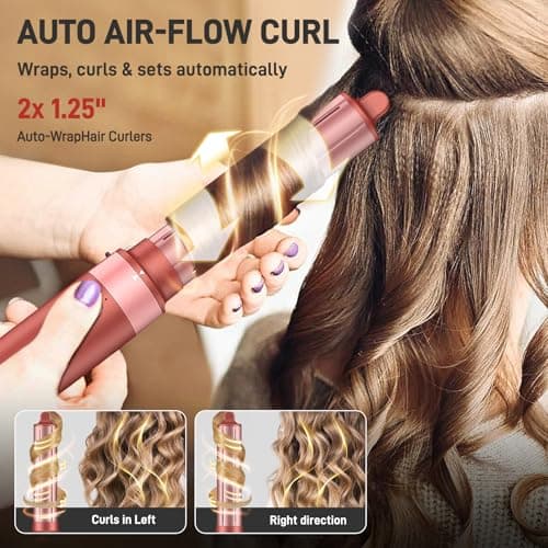 MESCOMB 5 in 1 High-Speed Hot Air Styler, Professional Frizz-Free Hair Dryer Brush, Fast Drying, No Heat Damage Air Styler Wrap for Curl, Volumize, Straighten, Includes Travel Bag (Hot Pink) - Thumbnail 4