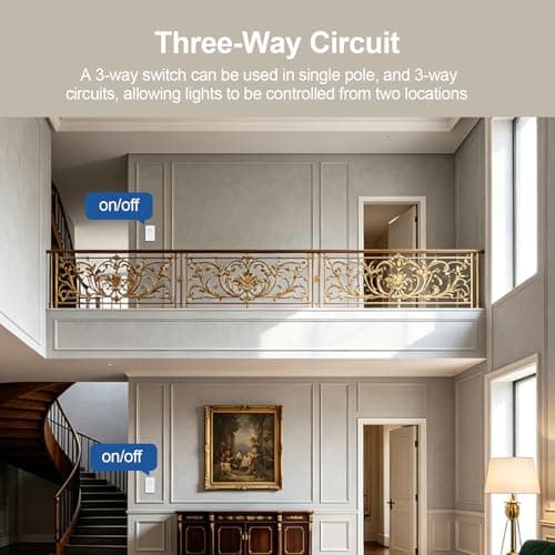Veltrone 3 Way Light Switch, 15A 120V, UL Certified, White, Rocker, Single Pole 3-Way Circuit, Dual Control from 2 Locations - Thumbnail 2