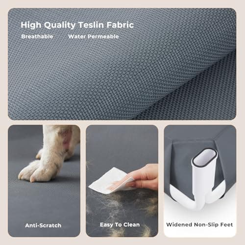 ZOMISIA Elevated Dog Cot Bed Tool-Free Assembly - Outdoor Raised Dog Cooling Bed Frame for Large Pets, Summer Pet Hammock Off Ground with Non-Slip Feet & Waterproof Teslin Mesh, 43x30 Inch - Thumbnail 3