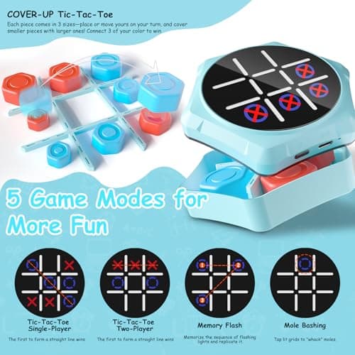 VDPDO Electronic Tic Tac Toe Game, 5-in-1 Electric Tic Tac Toe with Mute & Rechargeable - Handheld Travel Board Game for Kids Ages 4+, Adults, Family - Educational Learning Toy for Boys Girls - Thumbnail 3