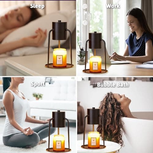 Ligebul Candle Warmer Lamp, Candle Lamp Warmer with Timer Dimmable Candle Light Warmer Candle Warming Lamp for Jar Candles Electric Wax Warmer Lamp (Black) - Thumbnail 6