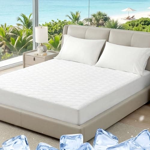 Cozy Bliss Leakproof Cooling Mattress Protector Queen, Q-Max 0.45 Soft Noiseless Breathable Mattress Topper Cover, with Deep Pocket Fits 8–18 Inches for Summer Bed Hot Sleepers, White
