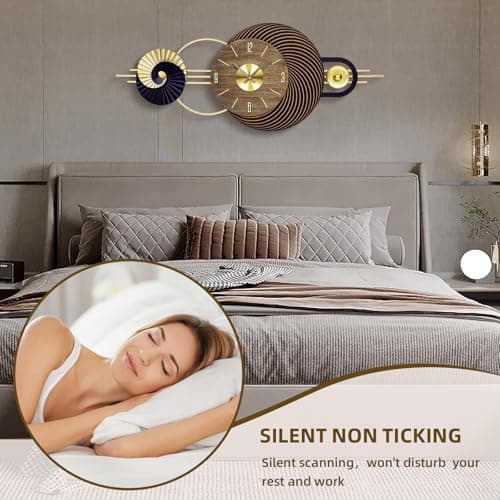 AXAORIRA 39x16 Inch Large Modern Wall Clock for Living Room Decor, Silent Non-Ticking Battery Operated Decorative Analog Clock for Bedroom, Kitchen, Office, Entryway, Housewarming Gift - Thumbnail 3