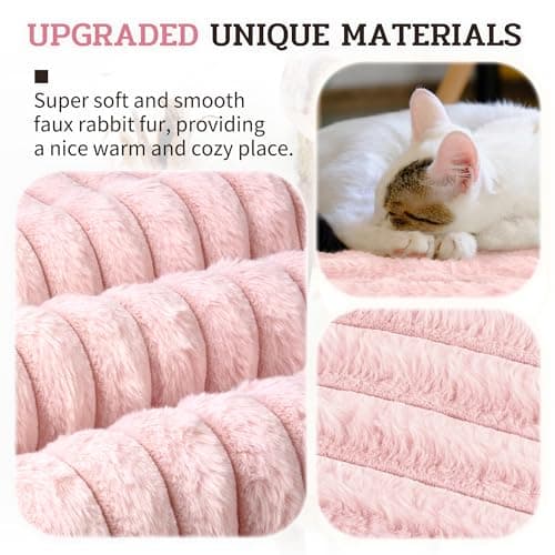 NWK Pack of 4 Fluffy Self Warming Cat Mat, Cat Blanket, Thermal Dog Mat, Washable, Non-Slip Bottom for Sofa & Crate & Kennel & Car Seat (Blush Pink, X-Large (43.5'' X 27.5'' X 0.7'')) - Thumbnail 2