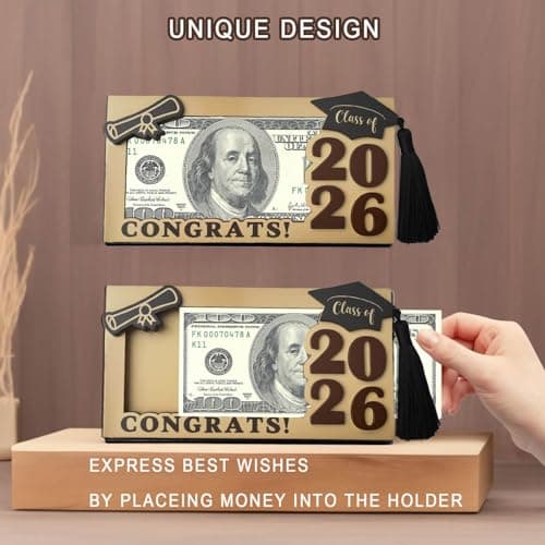 Graduation Gifts 2026 Money Holder, Wooden Graduation Money Cash Envelope Box for Class of 2026 High School Senior College University Graduates Student - Thumbnail 4