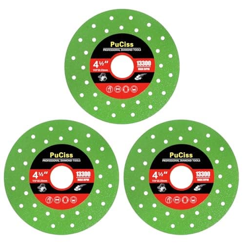 PuCiss 4-1/2 Inch Diamond Rock Slab Grinding Disc for Angle Grinder, 7/8" Arbor Ultra Thin Multi-Material Cutting Disc for Tile, Granite，Marble, Glass- 3 Pack - Thumbnail 3