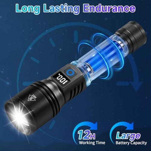 Rechargeable Flashlights High Lumens 2Pack, 5Modes Super Bright Flashlight Rechargeable, LED Flashlight Powerful, Handheld Tactical Flash Lights for Home Emergencies Camping Essentials, Gifts for Men - Thumbnail 3