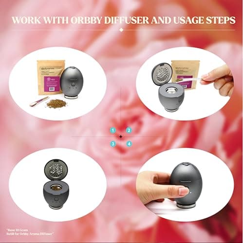 Artronic Aroma Diffuser-Compatible Scent Granule Starter Kit: Rose,10g, Refills for Orbby Incense Burner - Thumbnail 4