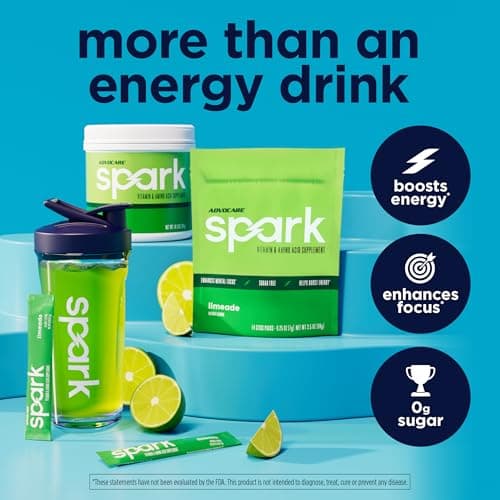 AdvoCare Spark - Energy Drink Mix - Vitamin & Amino Acid Supplement - Supports Energy & Focus - Portable Immune Support - Sugar-Free - Limeade (10.5 oz) - Thumbnail 3