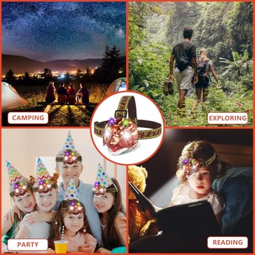 Triceratops LED Headlamp Dinosaur Headlamp for Kids Camping Gear Essentials Dinosaur Toy Headlights Flashlight for Boys Girls or Adults Ideal Gift for Birthday, Halloween, Christmas, New Year - Thumbnail 3