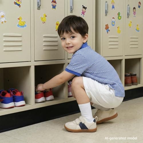 WIDE TOE BOX Toddler Shoes - Boys Girls Barefoot Sneakers Kids First Walking Shoe Zero Drop Lightweight Non-Slip Tennis Shoes, Beige Blue, 11 Wide Little Kid - Thumbnail 2