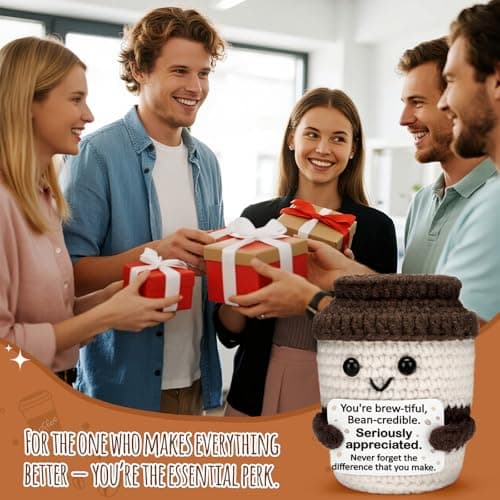 Teacher Nurse Appreciation Gifts for Women Men Coffee Lovers Thank You Gifts for Women Man Coworkers Employee Volunteer Birthday Appreciation Gift Handmade Crochet Coffee Cup Small Baskets for Gift - Thumbnail 6