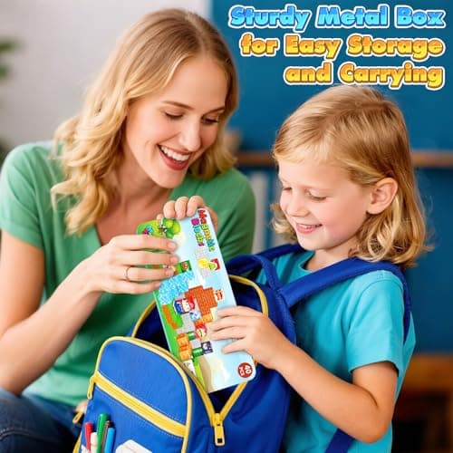 Minecftoy Mini Magnetic Blocks Toddler Travel Essentials Toys with Case Set, Kids Games Montessori Preschool Education Sensory Toys for 3-8 Year Old Boys Girls Christmas Birthday Gifts - Thumbnail 2