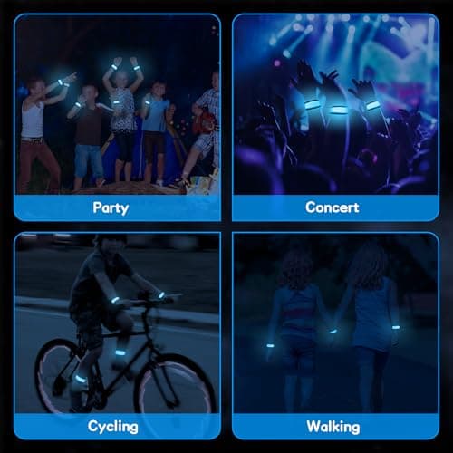 esonstyle 6 PCS LED Bracelets, LED Light Up Bracelets for Kids, Colorful LED Wristbands, Led Slap Bracelets for Kids Walking, Running, Jogging, Concerts, Sports, Camping, Sporting Events - Thumbnail 2