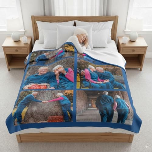 giftoria Personalized Picture Blanket - Custom Throw for Girlfriend, Cozy Photo Blanket for Couples, Unique Birthday Gift Ideas | Shipping from The US (Custom Blanket-ST-02) - Thumbnail 2