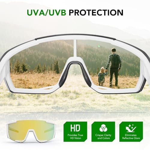 LANSWEE Polarized Sunglasses for Men, Sport Sunglasses Men,UV400 Protection for Running Fishing Driving Baseball Cycling，Bright White/Azure - Thumbnail 6