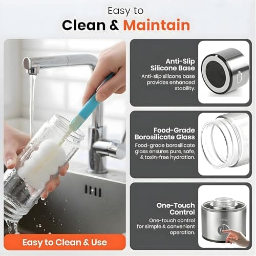 2026 Hydrogen Water Bottle, Up to 3100 PPB in 3 Mins, SPE PEM Tech, 1500mAh Rechargeable Portable Hydrogen Water Bottle, 420ml/14OZ for Travel, Gym, Home, Office, Daily Use | Gift for Family & Friends - Thumbnail 3