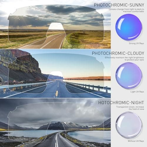 SCVCN Photochromic Cycling Glasses Frameless Sports sunglasses for Men Women - Ideal For Baseball, Bike, Golf, Running - Thumbnail 3