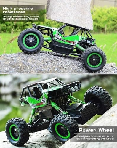 DOUBLE E 1:14 Scale Large Remote Control Car Monster Trucks with Head Lights, 4WD Off-Road All Terrain RC Car, Rechargeable Vehicle for Outdoor Play and Xmas Gifts - Thumbnail 3