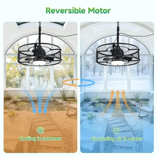 AHAWILL 21 Inch Outdoor Wet Rated Ceiling Fan with Lights - IP65 Waterproof Gazebo/Porch Fan, 6 Speeds 3CCT, Hanging Hook Plug-in Fan for Patio, Pergola, Canopy - Thumbnail 4