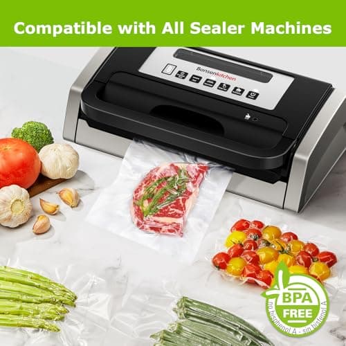Bonsenkitchen 3 Rolls 11" x 16' + 3 Rolls 8" x 16' Vacuum Sealer Bags for Food with a Color Box, Easy to Store, Commercial Grade, BPA Free, Great for Food Storage or Sous Vide, VB22 - Thumbnail 5