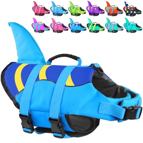 Fragralley Shark Dog Life Jacket, High Buoyancy with Tear-Resistant Nylon, Dog Float Vest for Swimming and Boating, Pet Life Preserver for Small Medium Large Dogs (PFD)