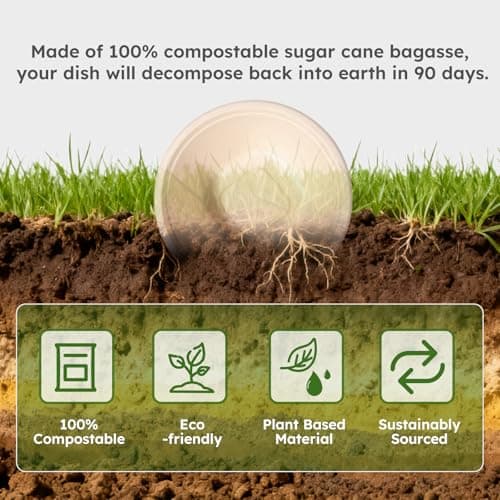 JYTIDYRA Paper Bowls, 32 Oz Disposable Bowls [100 Pack] Heavy Duty Compostable Deep Disposable Soup Bowls, Eco-friendly Biodegradable Bagasse Hot Cold Microwavable Bowls for Salad, Cereals, Dessert - Thumbnail 5