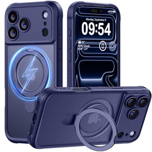 MOCCA Design for iPhone 17 Pro Max Case, Compatible with Magsafe [Premium Invisible Magnetic Ring Stand] [Military Drop Protection] Full Camera Guard Translucent Matte Slim Phone Cover 6.9",Deep Blue - Image 1