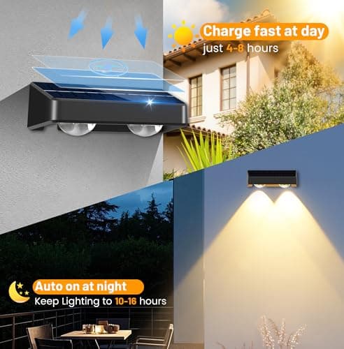sununiny Solar Fence Lights 9-Color RGB Solar Lights Outdoor Waterproof Garden Wall Lights Solar Powered for Outside Backyard,Pathway,Yard,Party,Festival 8 Pack - Thumbnail 4