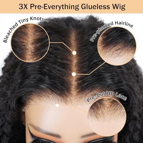 Burmese Curly 250% Density Drawstring Wig 13x4 HD Lace Front Wigs Human Hair Glueless Pre Plcuked Pre Cut Pre Bleached Konts Burmese Curly Wig for Black Women 100% Unprocessed Virgin Hair 20inch - Thumbnail 6