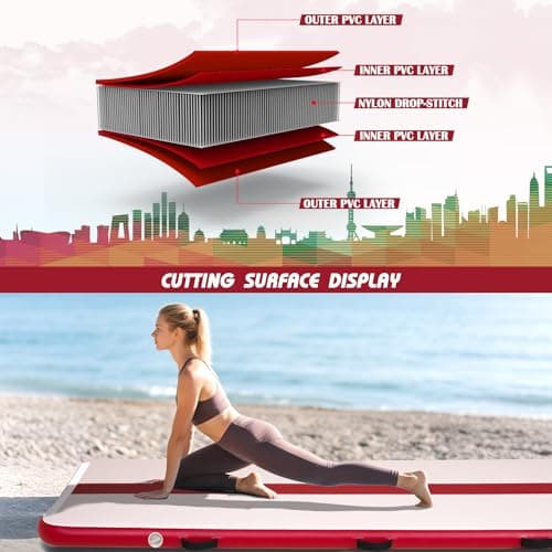 Tuxedo Sailor 10’ Inflatable Gymnastics Mat - Premium Heat Sealed Process,Tumbling Mat with Electric Pump, Repair Kit & Backpack - Multi-Scene exercise Mat Use for Gym, Yoga, Home, Outdoor - Thumbnail 3