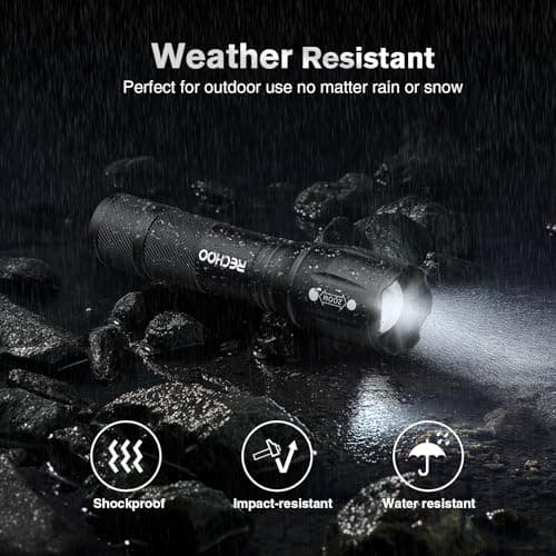 RECHOO 4Pack LED Flashlight, Bright Small Flashlights High Lumens with 3 Modes, Pocket Mini Flashlight Battery Powered, Flash Light Adjustable Focus, Waterproof Flashlights for Home Emergency Camping - Thumbnail 4