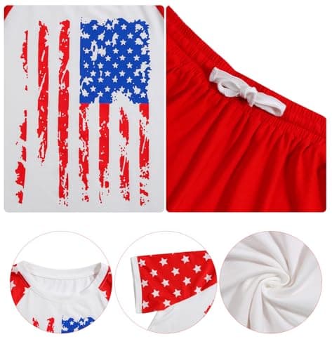 SFHFY 4th of July 2 Piece Outfit Women USA Shirt and Shorts Sets American Flag Shirts Crop Patriotic Set with Pockets - Thumbnail 6