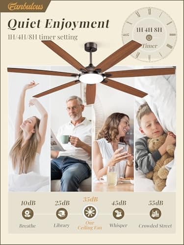 Fanbulous 72 Inch Large Ceiling Fans with Lights,Oil Bronze Modern Ceiling Fan with Quiet DC Motor, 3CCT, Indoor/Outdoor Ceiling Fan with Dual Finish Reversible 7 Blades, Timer for Living Room, Patio - Thumbnail 5