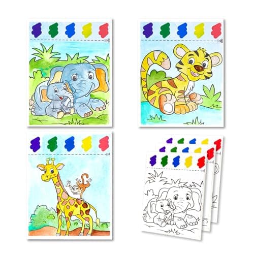 Double-Sided Canvas Painting Kit, 3 Pack 8x10 Inch Canvas Panels with Blank and Pre-Drawn Sides, Acrylic Paints, and Brushes, Versatile DIY Craft Kit for Creative Projects