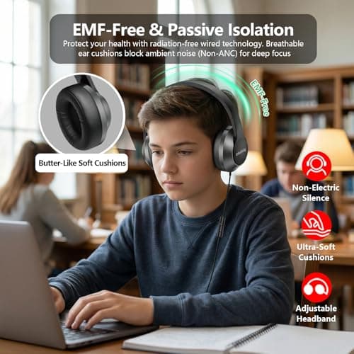 Urban Swing W2 Foldable Wired Headphones, 3.5mm Jack & USB C Adapter, Over Ear Headset for iPhone 17 16, iPad Pro, Samsung S25 S24, 4.9ft Braided Cable & Pouch for Travel, Office, Casual Gaming, Black - Thumbnail 4