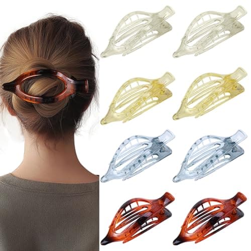 8 Pack Clear Flat Hair Clips – Matte Claw Clips for Women & Girls, Fresh Aesthetic Hair Accessories, Strong Hold No-Slip Barrettes for Summer & Everyday Styling - Image 1