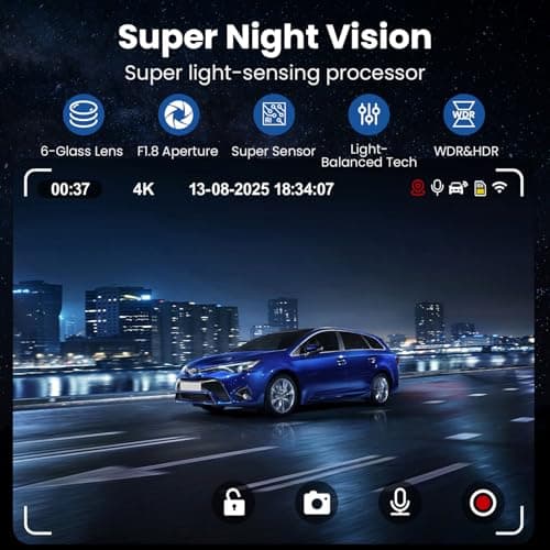 Yonvim 4K+2K Dash Cam Front and Rear, 5G WiFi GPS, 32GB Card Included, 3.39" Screen Dual Dashcam, G-Sensor, 24H Parking Mode, WDR, Dash Camera for Cars - Thumbnail 3