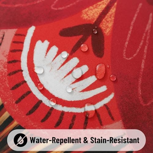 Tyrot Scalloped Black Red Boho Floral Rectangle Table Cloth Vintage Farmhouse Waterproof Stain Resistant Wrinkle-Free Tablecloth Indoor Outdoor Table Covers for Kitchen Dining/Party, 60x120 - Thumbnail 3
