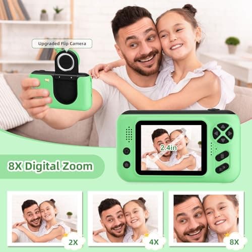 Makolle Kids Camera, Birthday Gifts for Boys and Girls Age 3-8, Green - Thumbnail 3