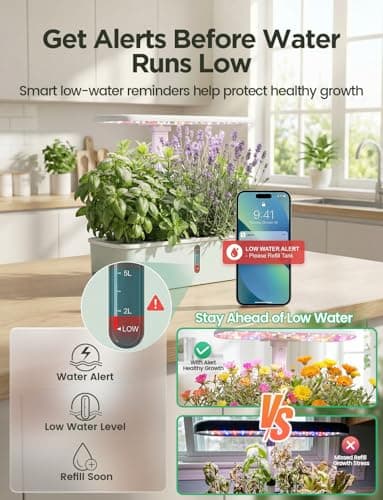 LetPot LPH-Air Hydroponics Growing System Kits, APP & WiFi Controlled Smart Indoor Garden with Adjustable 24W Grow Light Full Spectrum, 10 Pods Planter Indoor Gardening for Gifts, Kitchen, Vegetable - Thumbnail 5