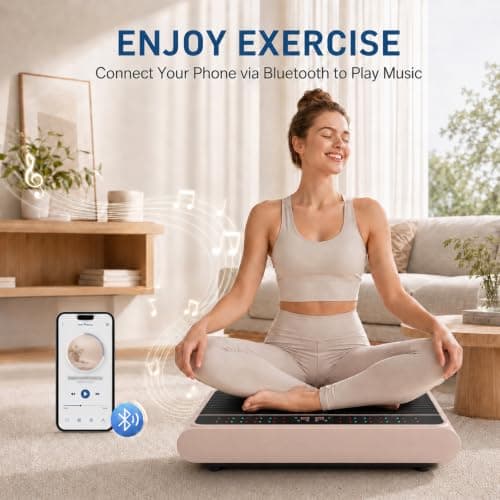 Natini Vibration Plate Exercise Machine - Whole Body Vibration Platform Machine with Pilates Bar Resistance Bands for Home Fitness Training Equipment & Weight Loss (Pink) - Thumbnail 4