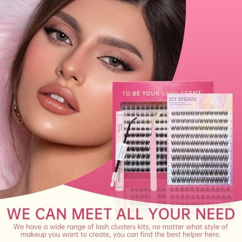 Lash Clusters Kit 3D Eyelash Clusters 10-16MM Volume D Curl Cluster Eyelash Extensions Wispy Individual Lash Extensions Kit Anime Lashes Clusters Easy to Apply 120Pcs - Thumbnail 6