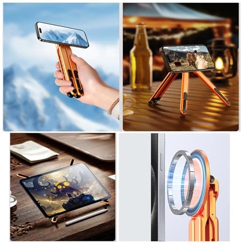 Laptop Stand for Desk, Foldable Aluminum Alloy Magnetic Computer Riser, Ergonomic 8-Level Adjustable Height Travel Laptop Holder,Multi-Functional Stand for 10–16"Laptop,4–13" Tablet and Phone - Thumbnail 5