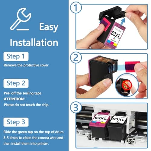 63XL Ink Cartridge Replacement for HP Ink 63 XL HP63 combo pack black color - Thumbnail 5