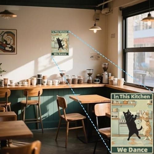 Carastora Funny Cat Kitchen Wall Decor – Vintage Metal Tin Sign for Home, Cafe, or Bar, Retro Cooking Theme Wall Art, 12x8 Inch - Thumbnail 2