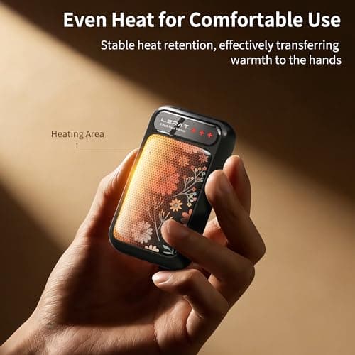 Lerat Hand Warmers Rechargeable, Hand Warmers Electric Gifts- Fast Heating Hand Warmer with 3 Heat Settings, Portable Hand Warmer Reusable Gifts for Women,Great for Camping Hiking,Black Tenacious Glow - Thumbnail 5