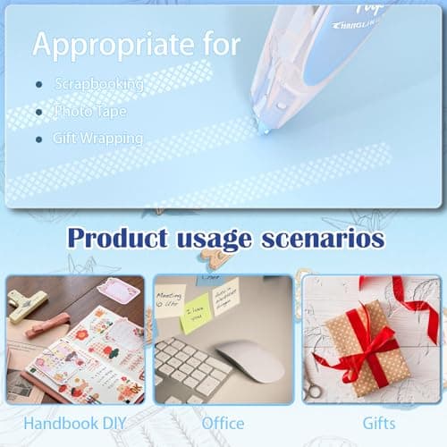 CHANGLi 8pack Refillable Glue Tape for Scrapbook, 16FT*1/5 Inch Double Sided Tape for Crafts, Scrapbooking Supplies, Reusable Adhesive Glue Runner for Gift Wrapping, Photo - Thumbnail 2