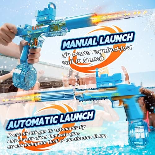 UROINT Electric Water Gun Toy, Automatic Blaster Pistol 2-Pack Kids, Adults - Thumbnail 2