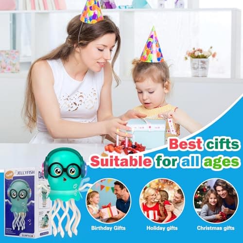 Dancing Octopus Baby Toys, Light Up Music Tummy Time Toys with 2 Flash Lights,Moving Electric Crawling Squid Toy for Babies with 1 Wheel,Baby Toy for 3 4 5 Year Old Boy Girl Christmas Birthday Gifts - Thumbnail 6